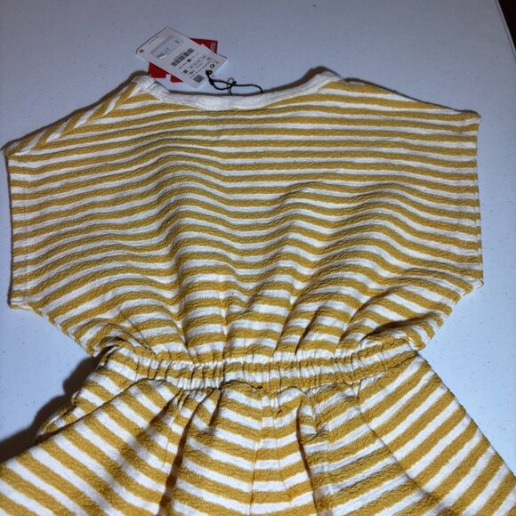 NWT Zara Peanuts Snoopy One Piece Romper Yellow White Stripes - Picture 10 of 11